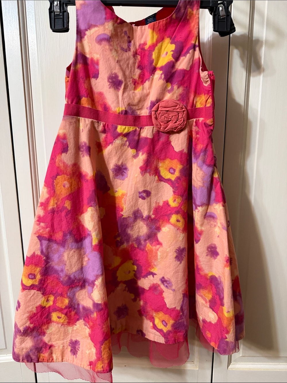 GAP Girls Floral Fit-and-Flare Dress in Pink, Peach & Purple